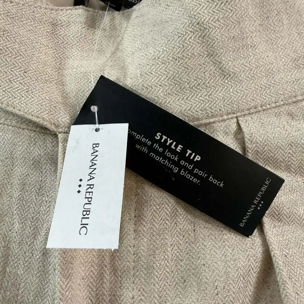 Banana Republic Herringbone Linen Blend Seafarer Pants Womens 10 Beige NWT